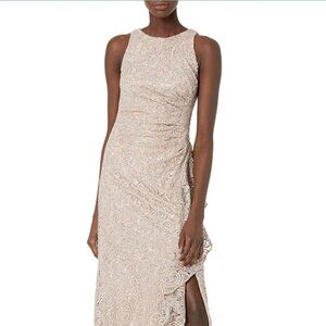 Alex Evenings Women's Long Sleeveless Mother of The Bride Dress W/Cascade Ruffle